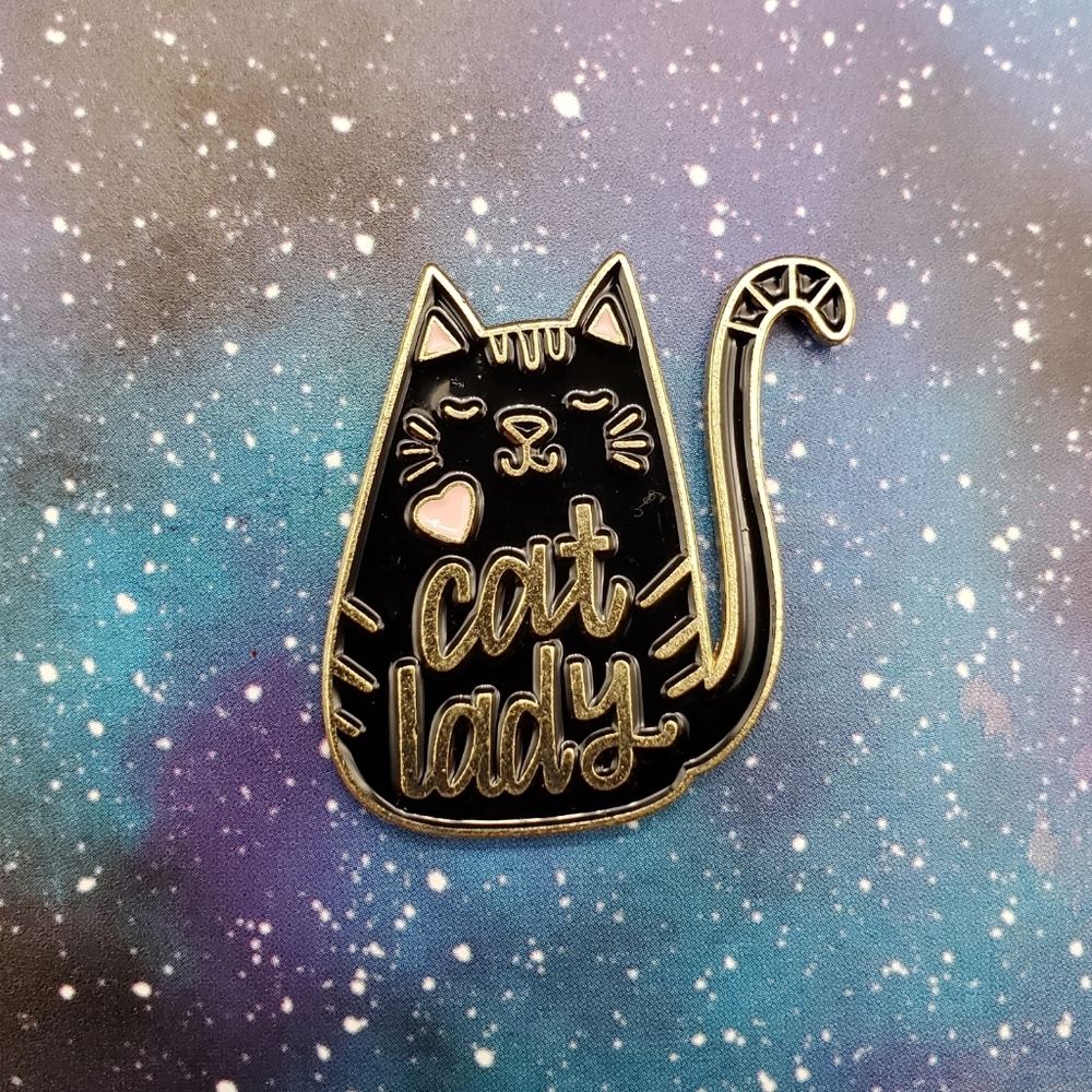 Black Cat Lady Enamel Pin